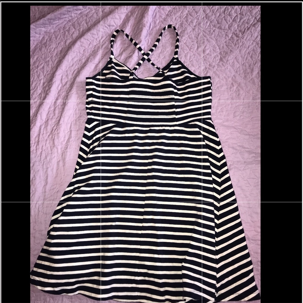 Navy blue and white maxi dress